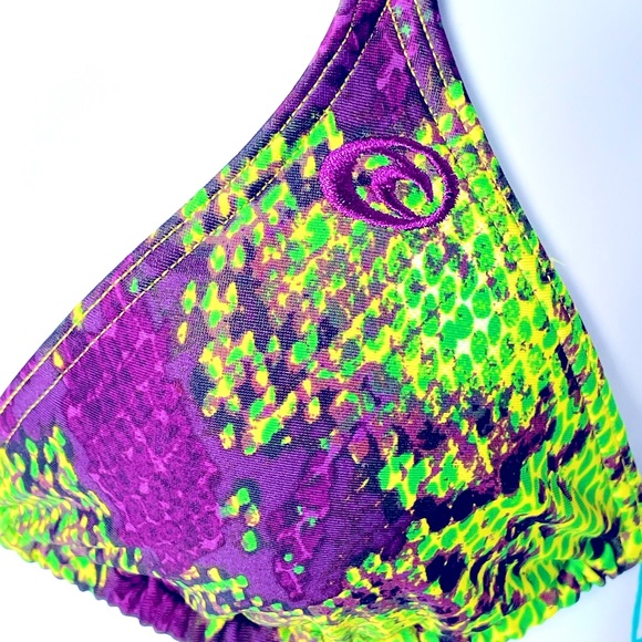 Rip Curl Purple Green Snake Skin Size Small Triangle Bikini Top - Picture 6 of 8